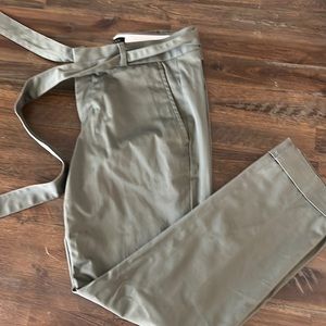 Banana Republic- Size 0P - olive green tie-waist pants with cuffed leg